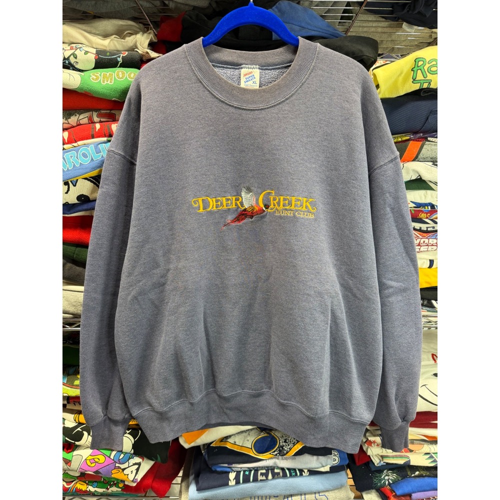 Vintage Jerzees Super Sweats Deer Creek Hunt Club Pheasant Sweatshirt XL USA